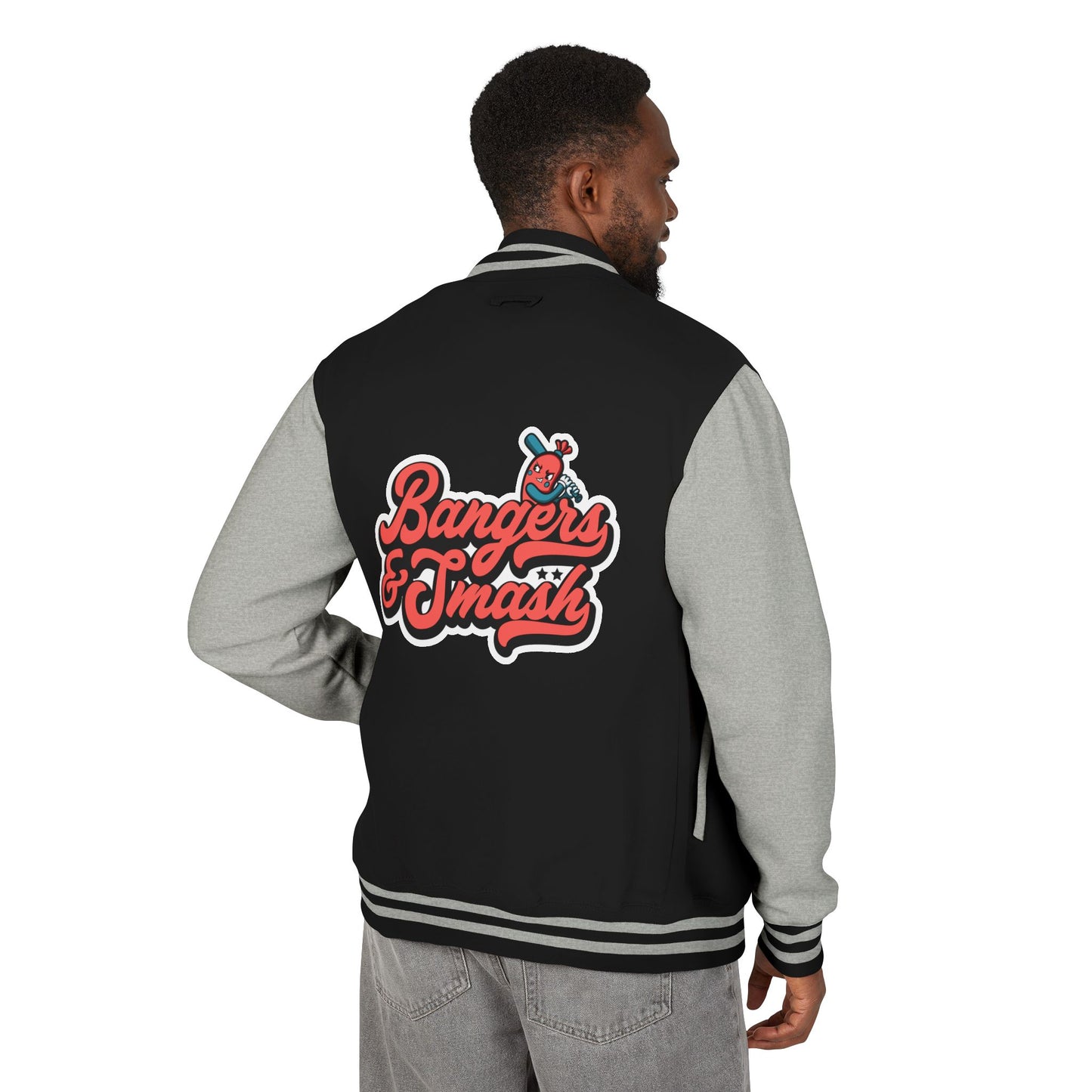 Unisex Heavyweight Letterman Jacket - Bangers & Smash Pink Logo